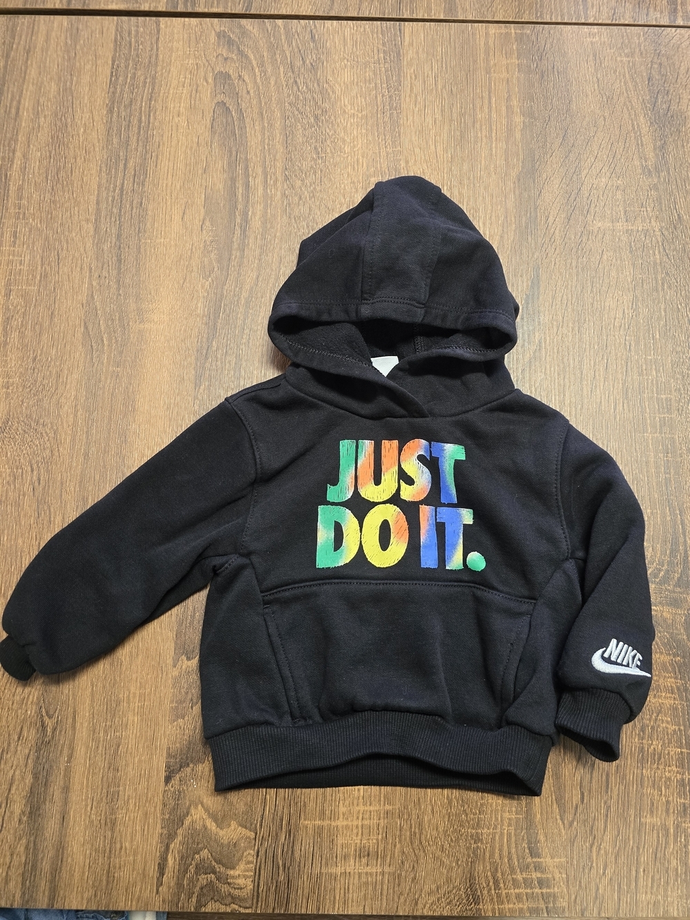 Nike Toddler Hoodie 12M Black Rainbow Just Do It Pullover Sweatshirt Baby
